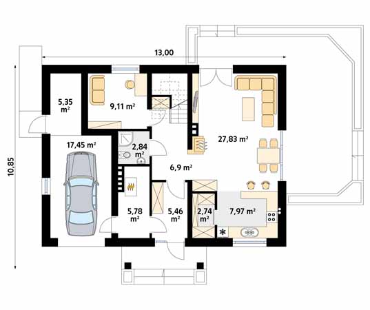 Projekt domu Orzech 2 - rzut parteru
