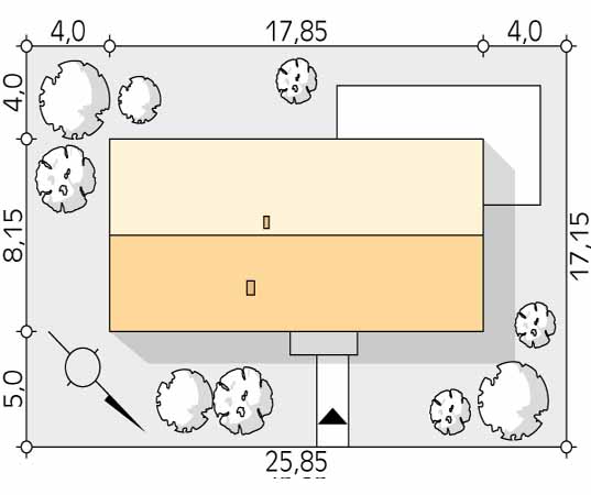 Projekt domu Paproć - usytuowanie na działce