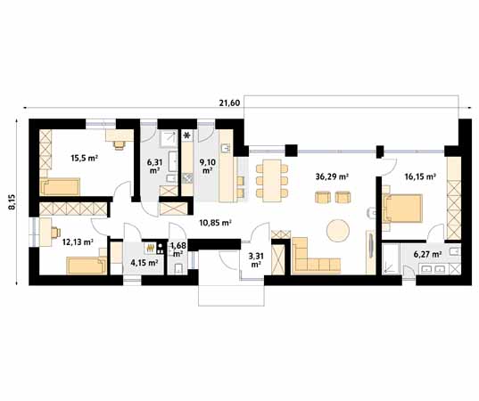 Projekt domu Paproć 2 - rzut parteru