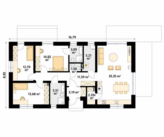 Projekt domu Paproć 4 - rzut parteru