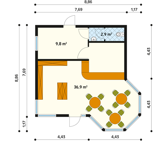 Pawilon usługowy H1 - rzut parteru