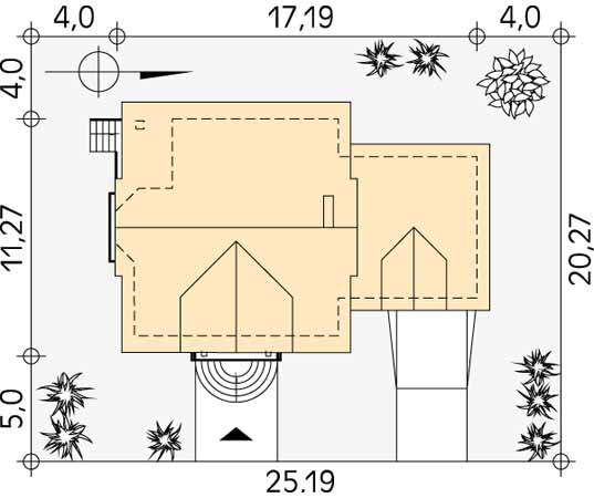 Projekt domu Perełka - usytuowanie na działce