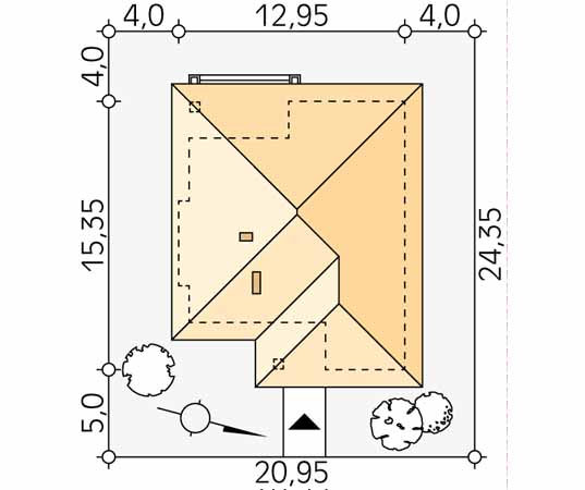 Projekt domu Perła - usytuowanie na działce