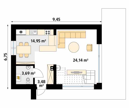 Projekt domu Pestka - rzut parteru