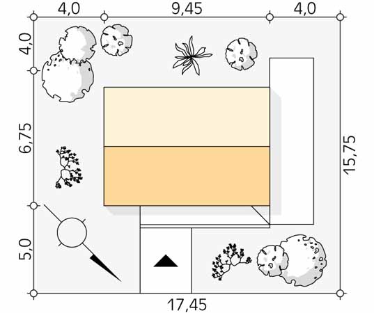 Projekt domu Pestka - usytuowanie na działce