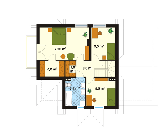 Projekt domu Piano - rzut poddasza