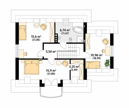 Projekt domu Pik - rzut poddasza