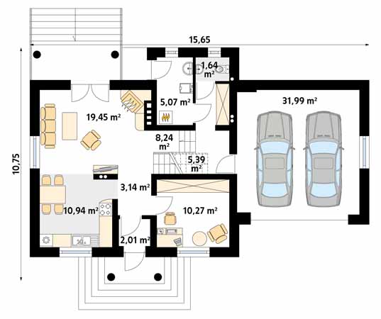 Projekt domu Pik 2 - rzut parteru