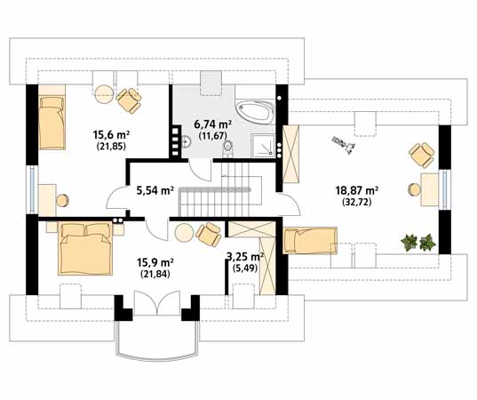 Projekt domu Pik 2 - rzut poddasza