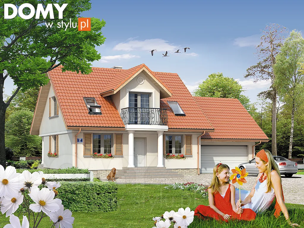 Projekt domu z poddaszem Pik 2 - wizualizacja frontowa