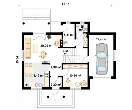 Projekt domu Pik dr-S - rzut parteru