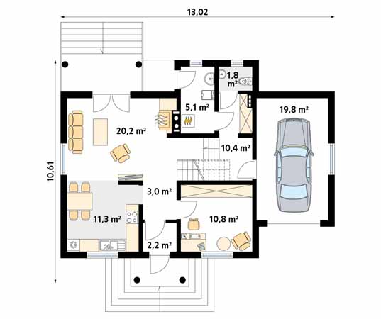 Projekt domu Pik dr-T - rzut parteru