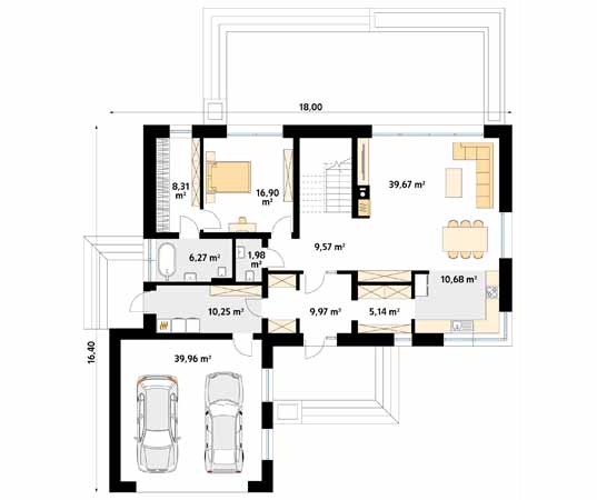 Projekt domu Piko - rzut parteru