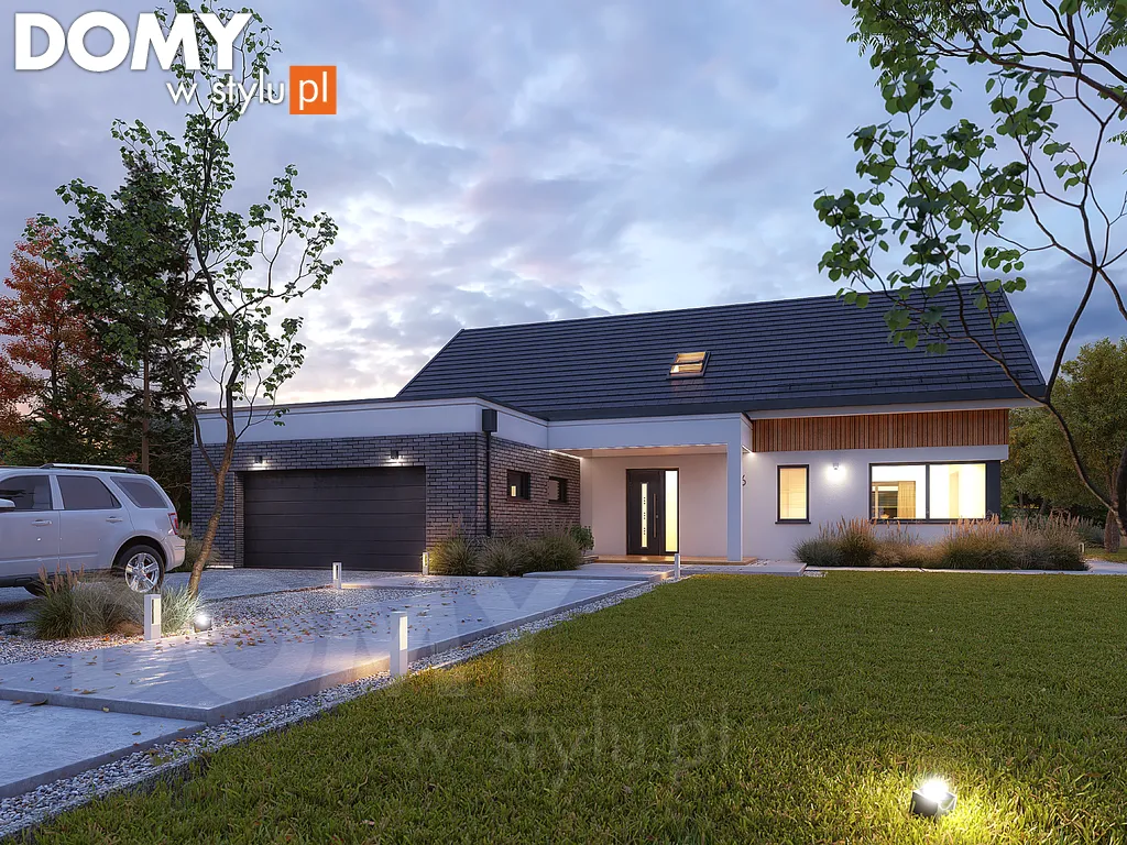 Nowoczesny projekt domu z poddaszem Piko - wizualizacja frontowa