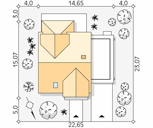 Projekt domu Pinia 3 - usytuowanie na działce