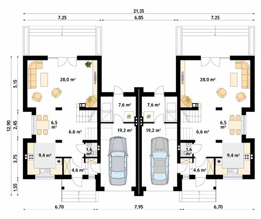 Projekt domu Piryt - rzut parteru