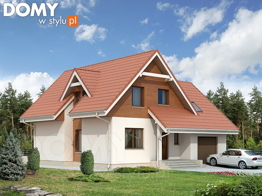 Projekt domu z poddaszem Piryt 2 - wizualizacja frontowa