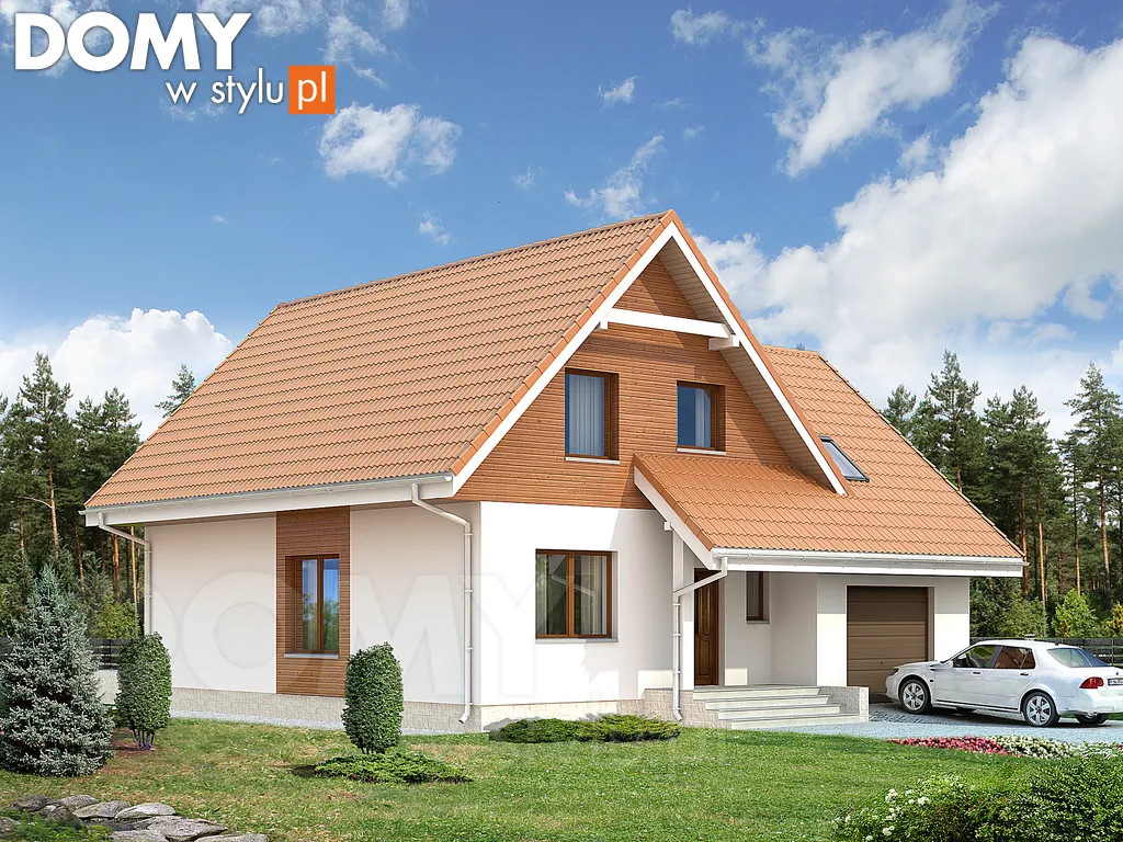 Projekt domu z poddaszem Piryt 3 - wizualizacja frontowa