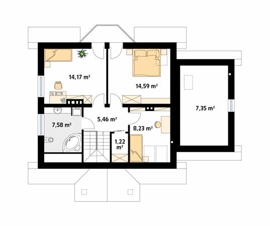 Projekt domu Pliszka - rzut poddasza