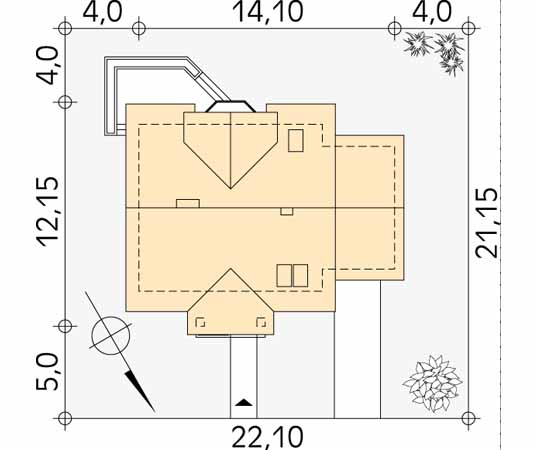 Projekt domu Pliszka - usytuowanie na działce