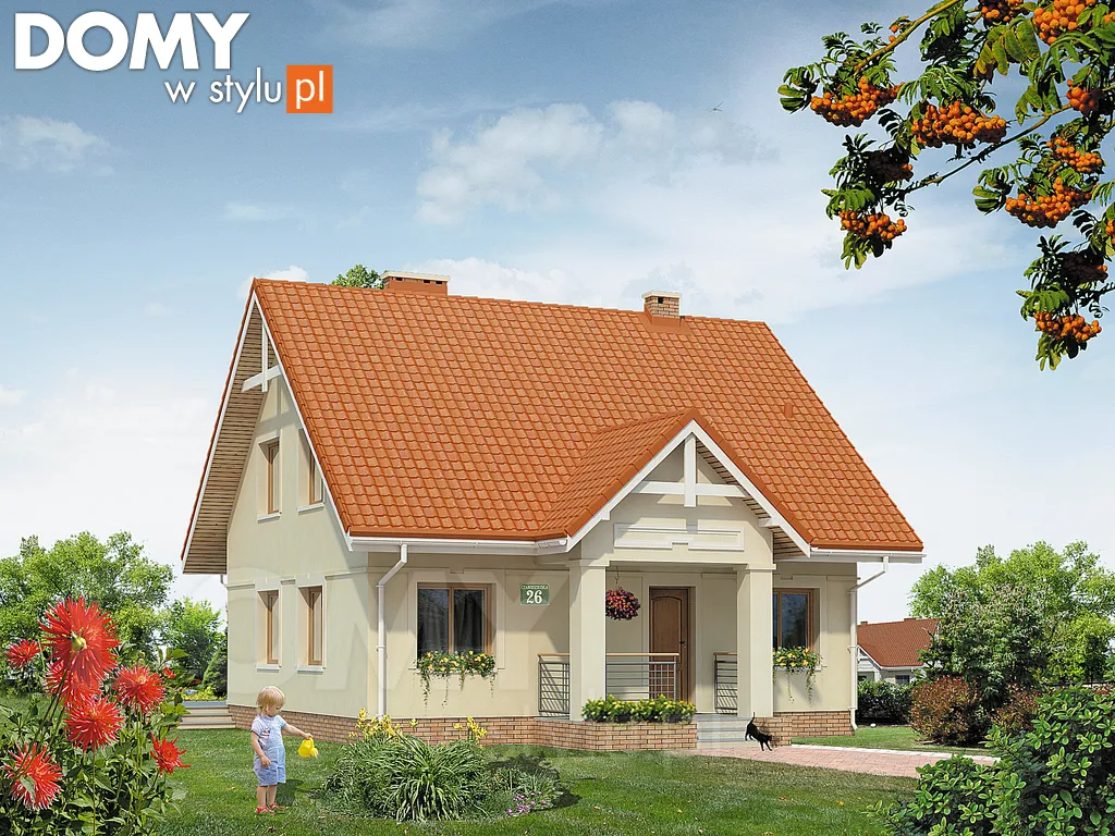 Projekt domu z poddaszem Pliszka 2 - wizualizacja frontowa