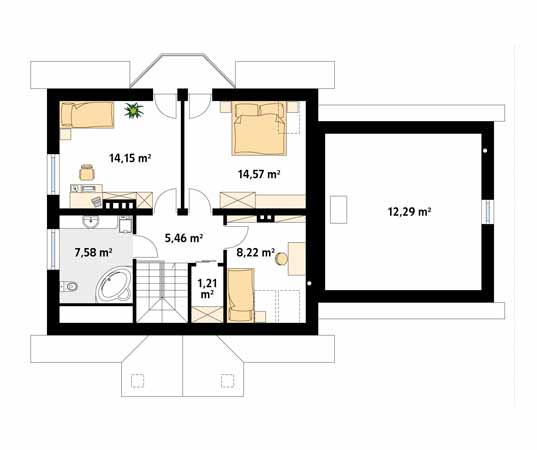 Projekt domu Pliszka 3 - rzut poddasza
