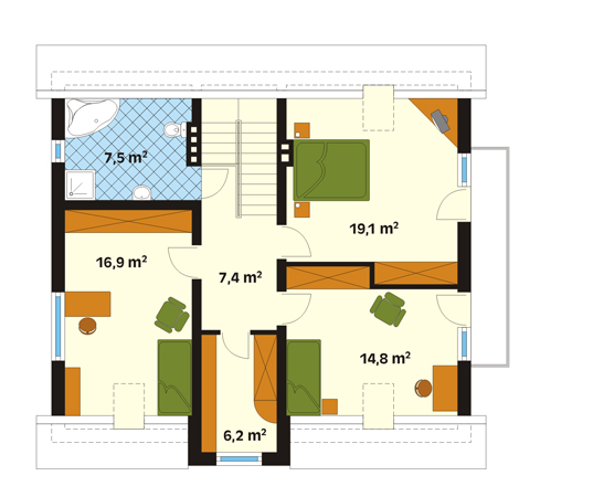 Projekt domu Poezja - rzut poddasza