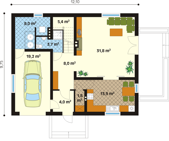 Projekt domu Poezja 2 - rzut parteru