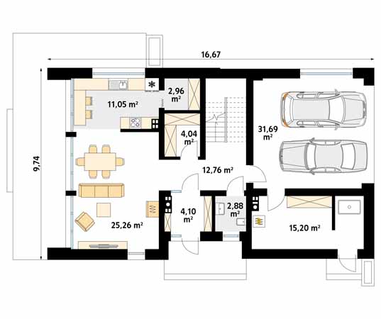 Projekt domu Pogodny 3 - rzut parteru