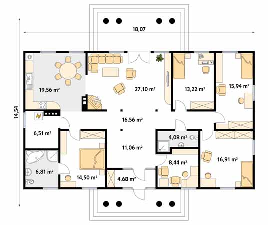 Projekt domu Polana 2 dr-S - rzut parteru