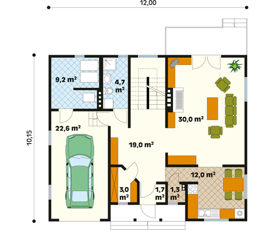 Projekt domu Polka dr-S - rzut parteru