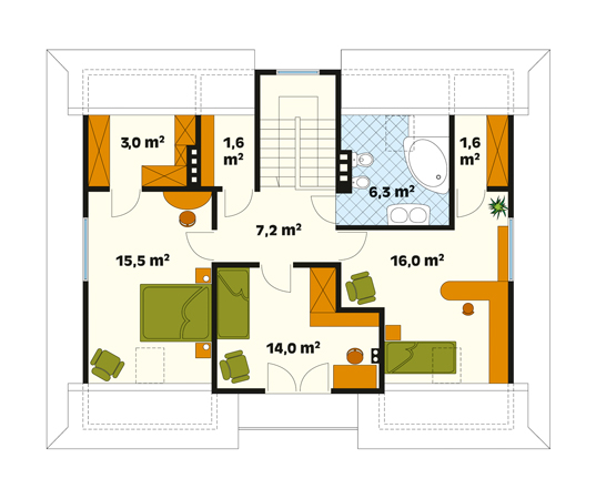 Projekt domu Polka dr-S - rzut poddasza