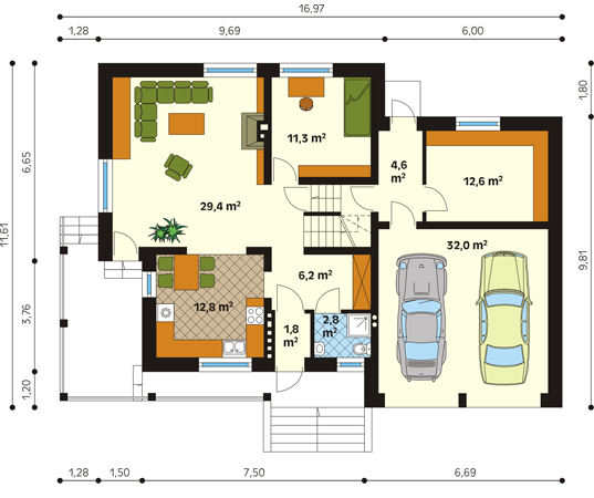 Projekt domu Polonez 2 - rzut parteru