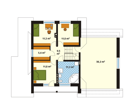 Projekt domu Polonez 2 - rzut poddasza
