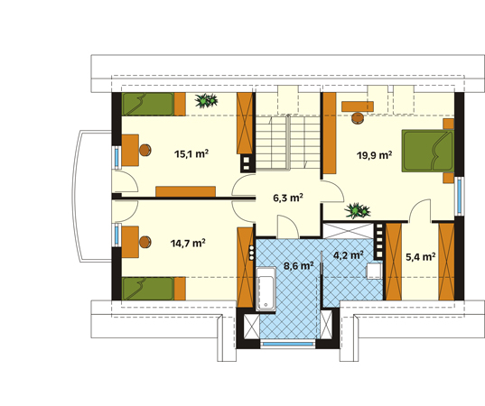 Projekt domu Poranek - rzut poddasza