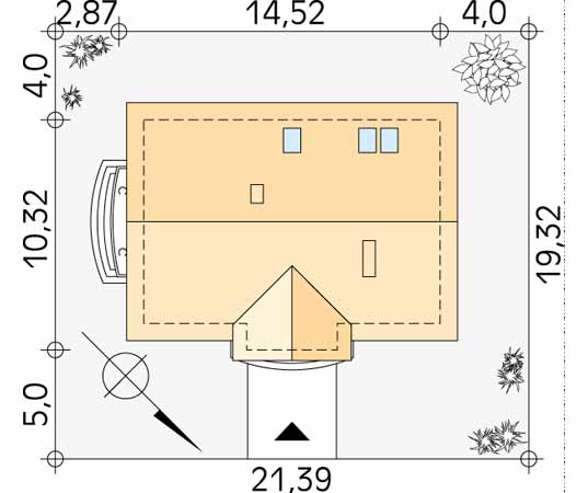 Projekt domu Poranek - usytuowanie na działce