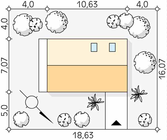 Projekt domu Porfir 2 - usytuowanie na działce