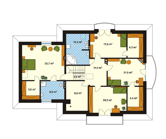 Projekt domu Posejdon - rzut poddasza