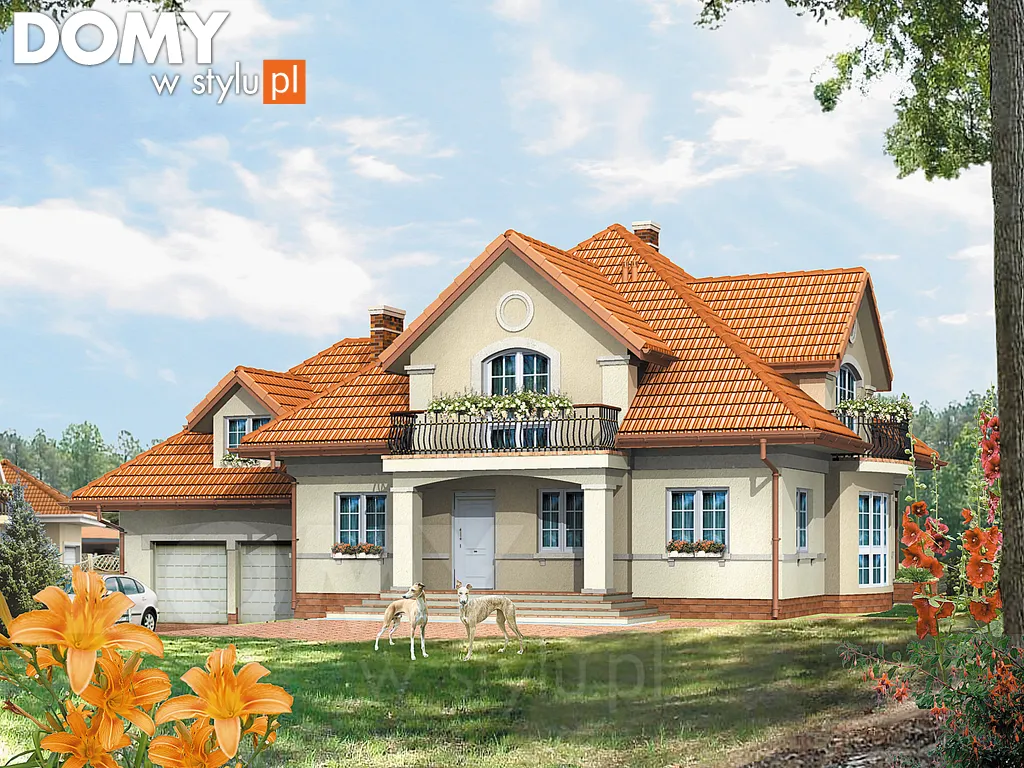 Projekt domu z poddaszem Posejdon - wizualizacja frontowa