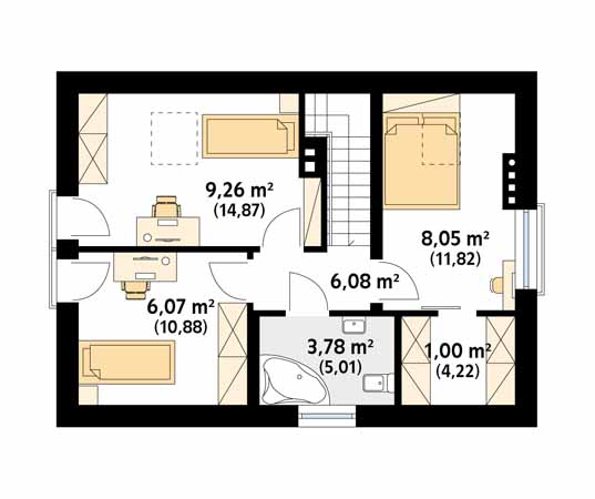 Projekt domu Poziomka 4 - rzut poddasza