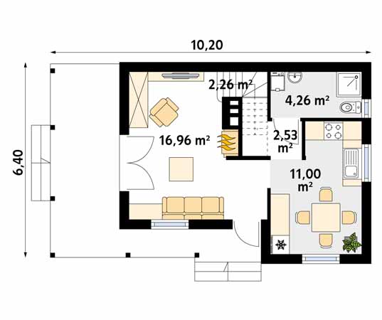 Projekt domu Poziomka bal - rzut parteru