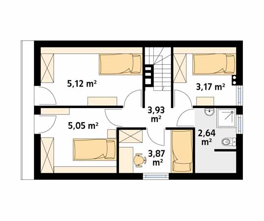 Projekt domu Poziomka bal - rzut poddasza