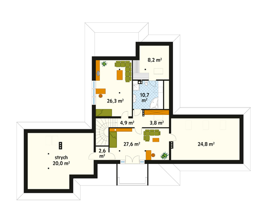 Projekt domu Preria - rzut poddasza