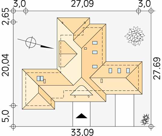 Projekt domu Preria - usytuowanie na działce