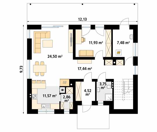 Projekt domu Promyk - rzut parteru