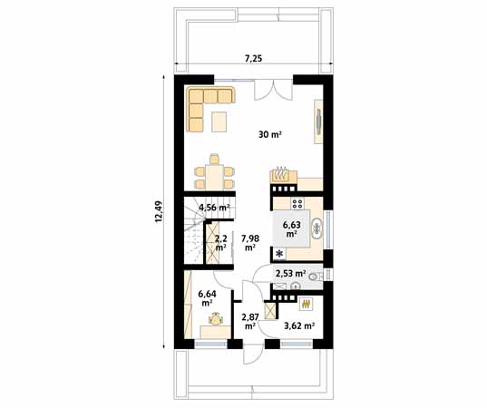 Projekt domu Pryma - rzut parteru