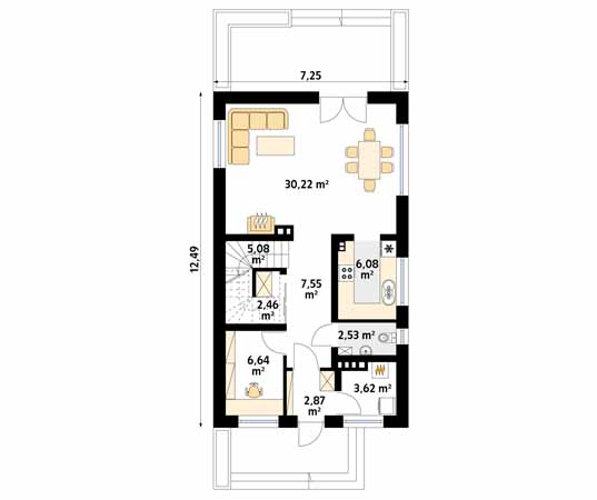 Projekt domu Pryma 2 - rzut parteru