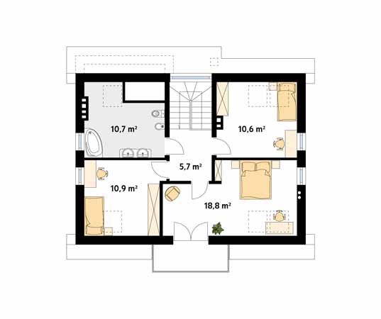 Projekt domu Ptyś - rzut poddasza