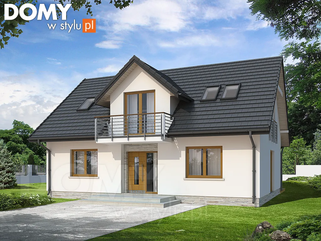 Projekt domu z poddaszem Ptyś - wizualizacja frontowa