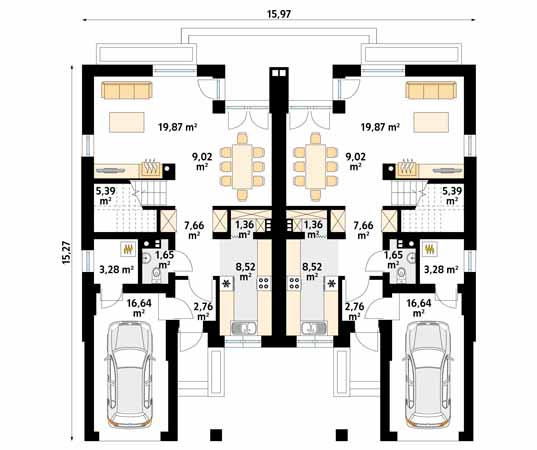 Projekt domu Purpurowy - rzut parteru